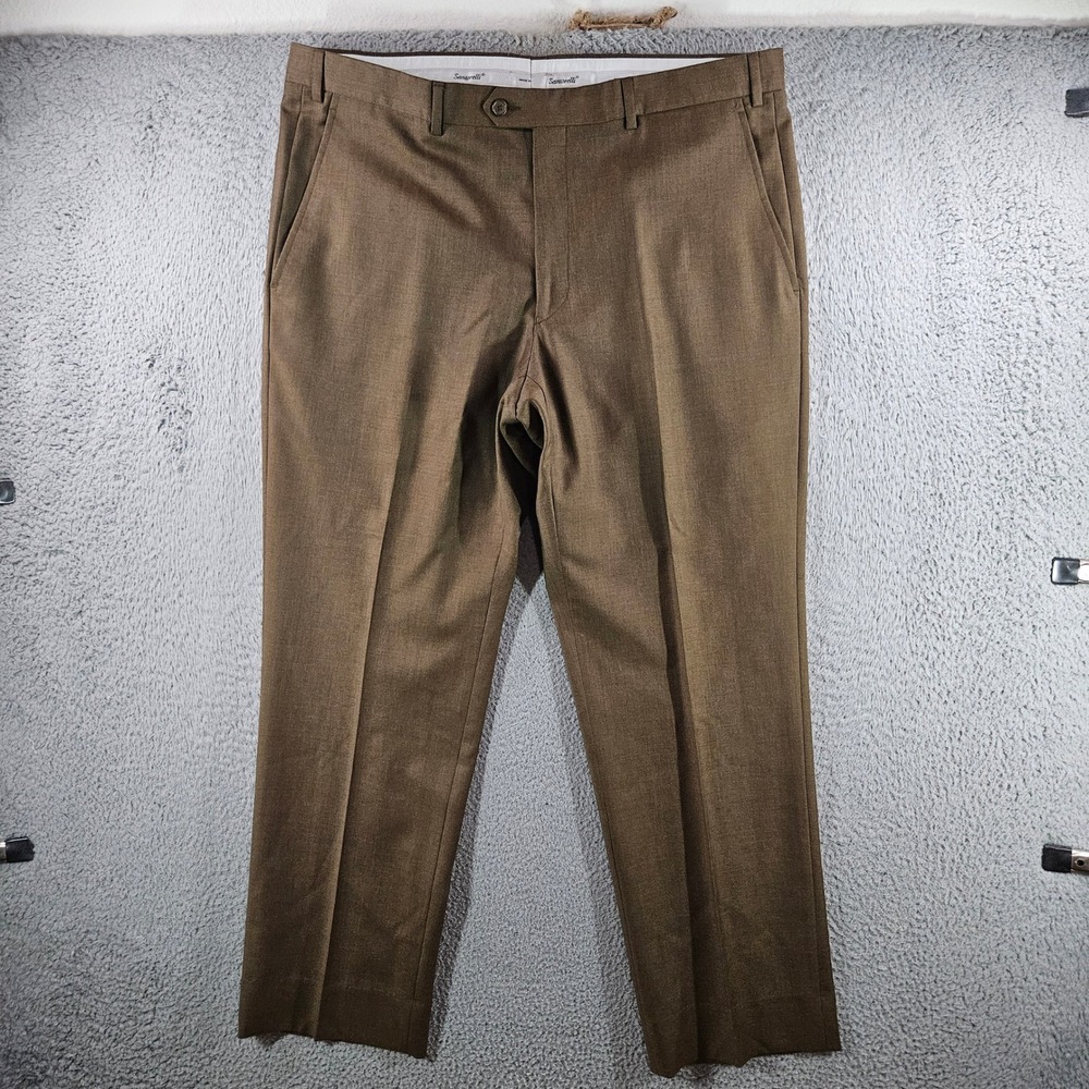 Santorelli Romeo Luxury Serge Trousers 38x30 Mens Brown Virgin Wool Italy